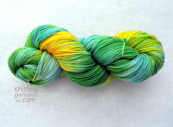 blue, green, yellow hand-painted yarn