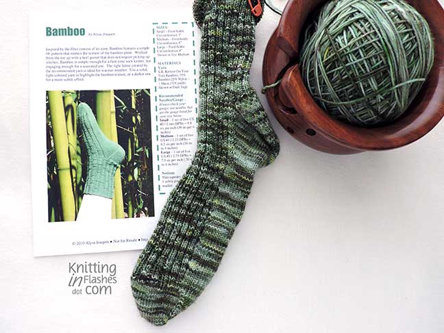hand-dyed yarn, bamboo sock pattern
